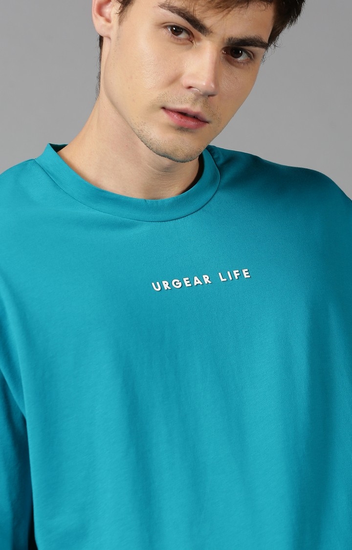 UrGear | UrGear Solid Men Oversized Blue T-Shirt 4