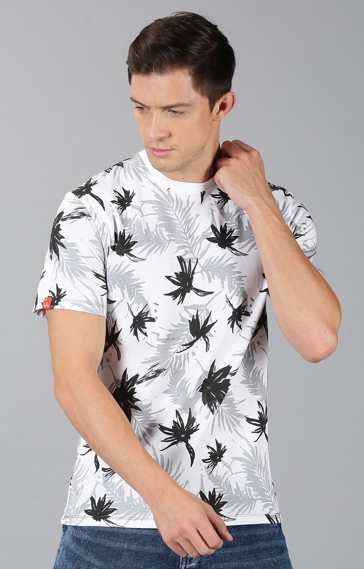 UrGear | UrGear Floral Men Crew Neck White T-Shirt 0