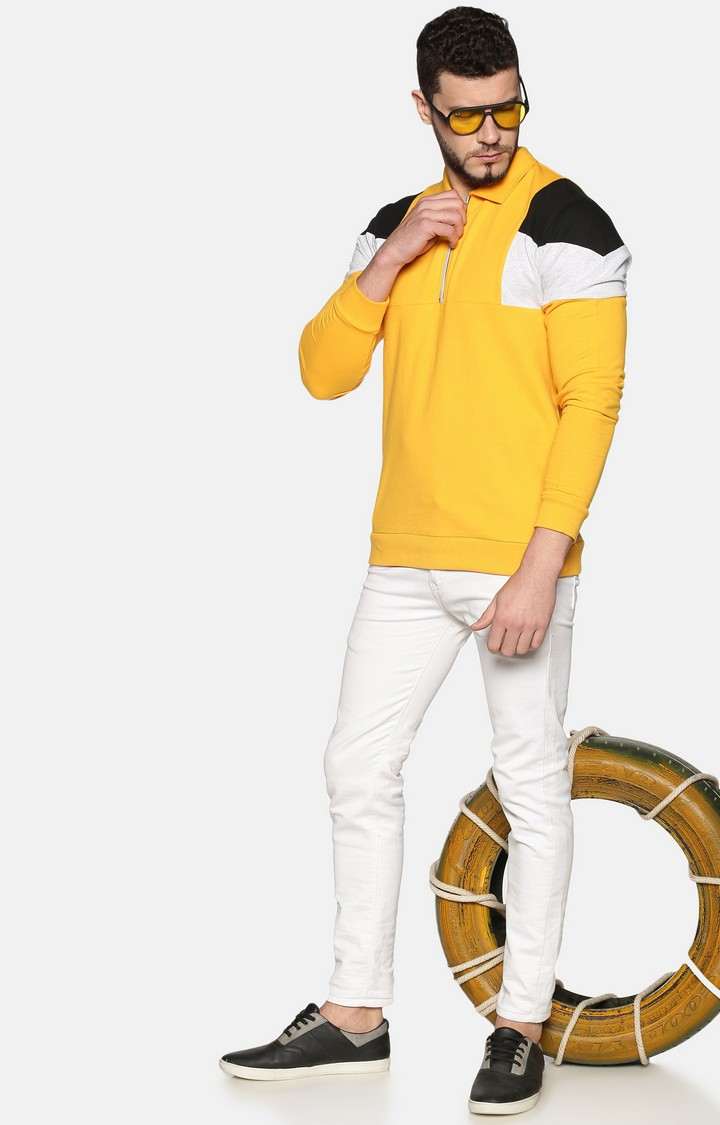 UrGear Colourblock Polo Neck Yellow Sweatshirt