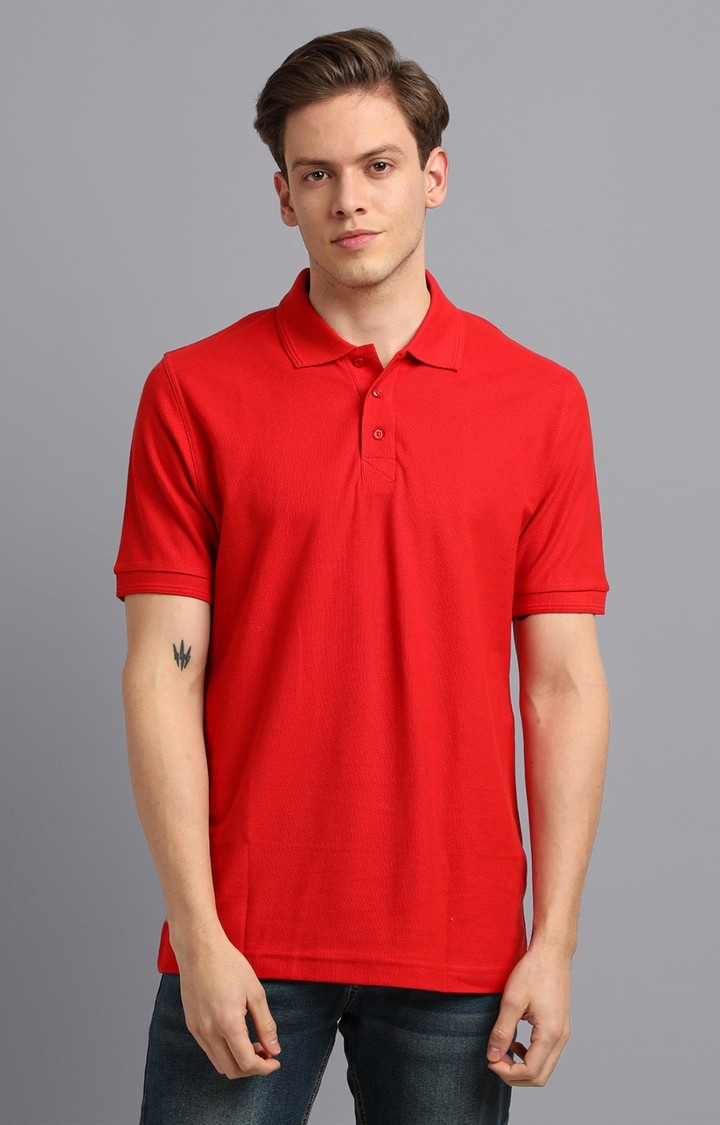 UrGear | UrGear Solid Men Polo Collar Red T-Shirt 0