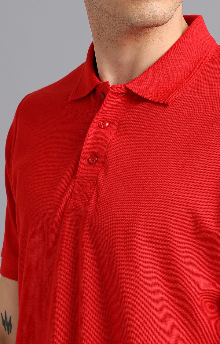 UrGear | UrGear Solid Men Polo Collar Red T-Shirt 5