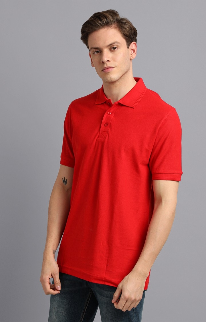 UrGear | UrGear Solid Men Polo Collar Red T-Shirt 2