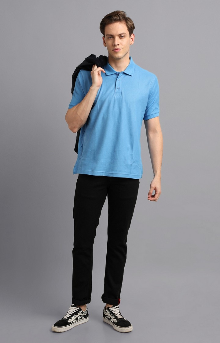 UrGear | UrGear Solid Men Polo Neck Blue T-Shirt 1