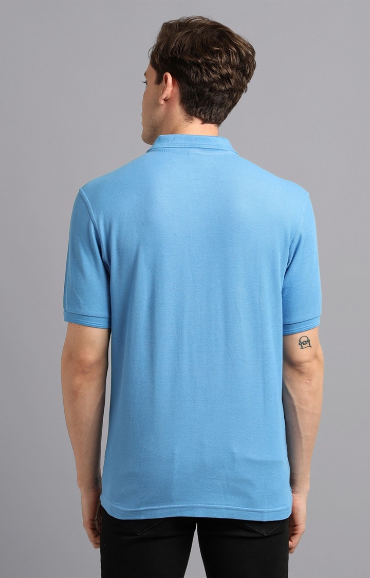 UrGear | UrGear Solid Men Polo Neck Blue T-Shirt 4