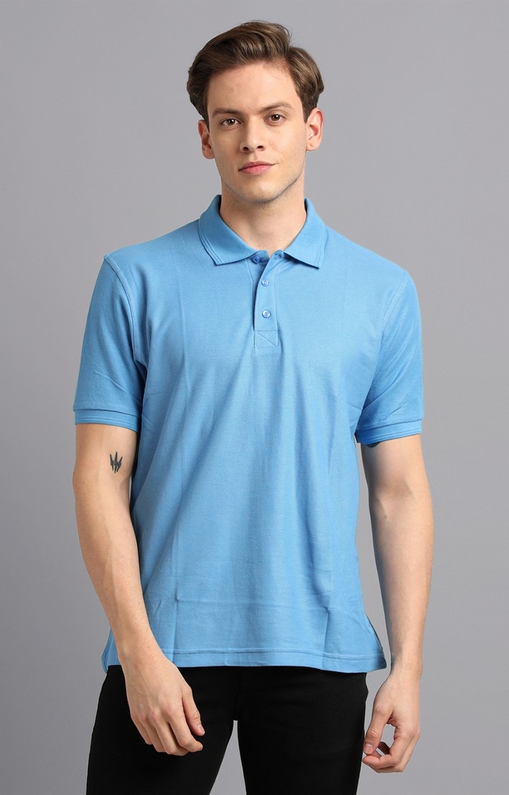 UrGear | UrGear Solid Men Polo Neck Blue T-Shirt 0