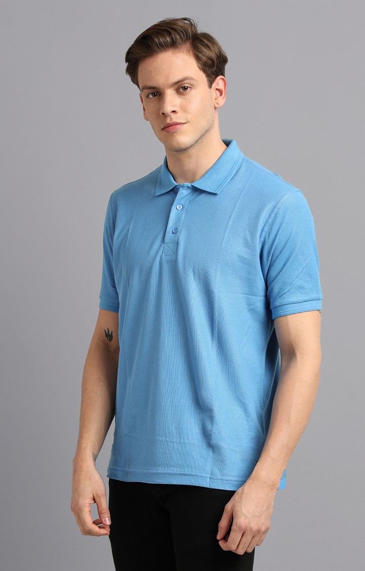 UrGear | UrGear Solid Men Polo Neck Blue T-Shirt 2