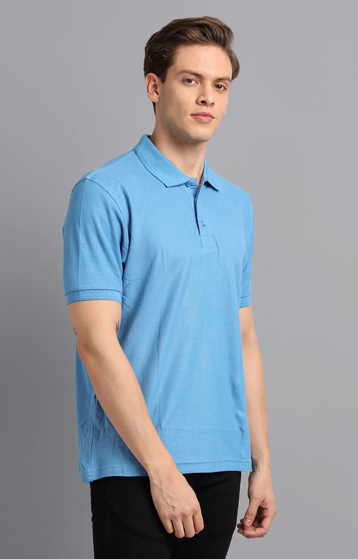 UrGear | UrGear Solid Men Polo Neck Blue T-Shirt 3