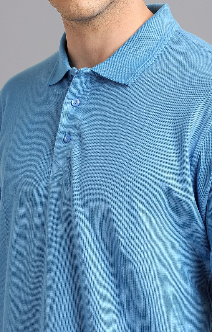 UrGear | UrGear Solid Men Polo Neck Blue T-Shirt 5