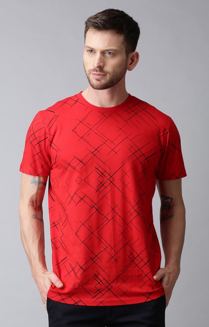 UrGear | UrGear Printed Men Crew Neck Red T-Shirt 0