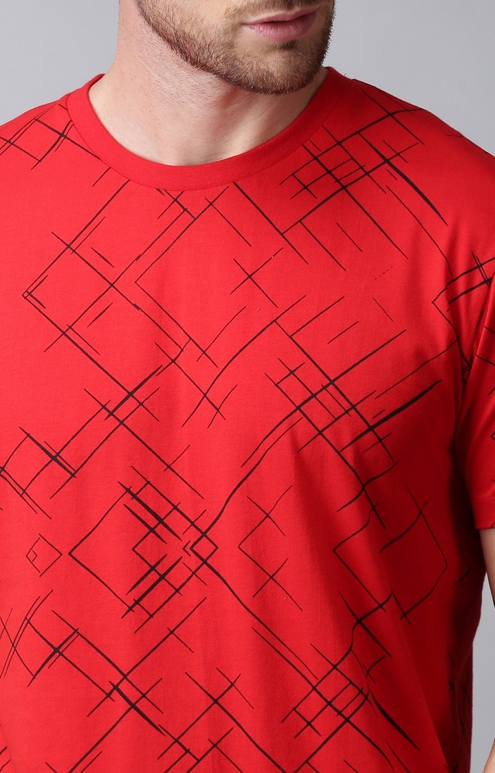 UrGear | UrGear Printed Men Crew Neck Red T-Shirt 4