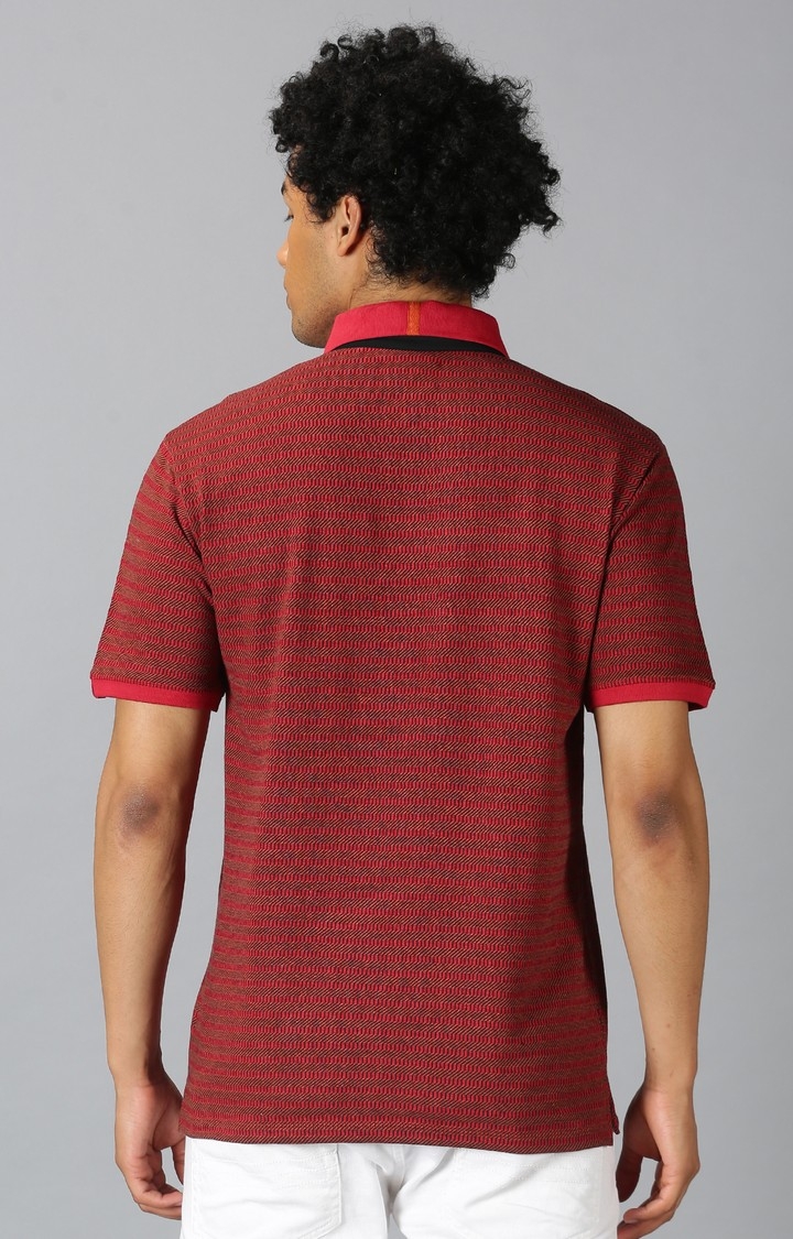 UrGear | UrGear Striped Men Polo Neck Red T-Shirt 4