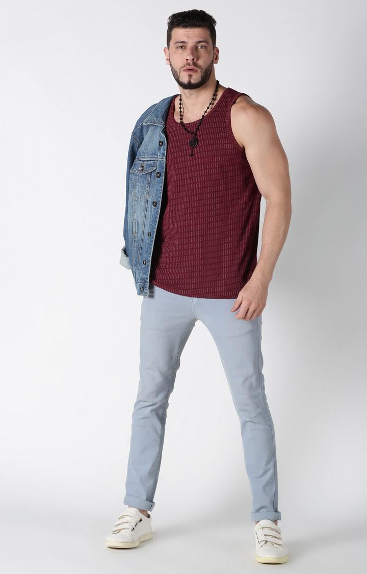UrGear Printed Men Round Neck Maroon Sandos