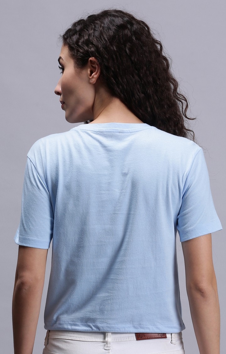 UrGear | UrGear Printed Women Crew Neck Sky Blue T-Shirt 3