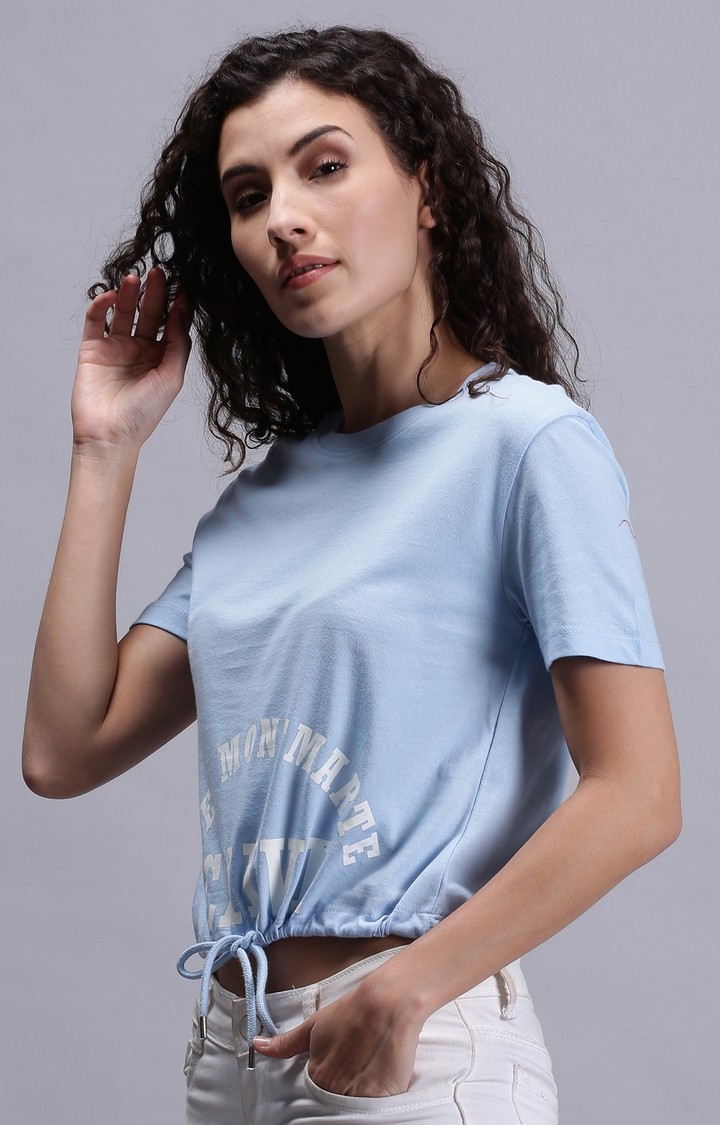 UrGear | UrGear Printed Women Crew Neck Sky Blue T-Shirt 2