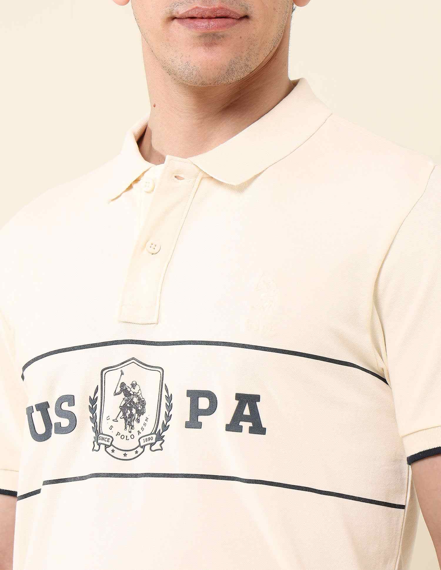 U.S.POLO MENS T-SHIRT H/S USTSH2530 BEIGE