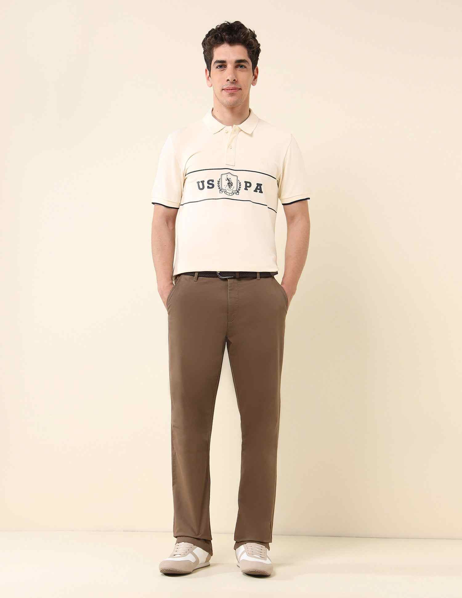 U.S.POLO MENS T-SHIRT H/S USTSH2530 BEIGE