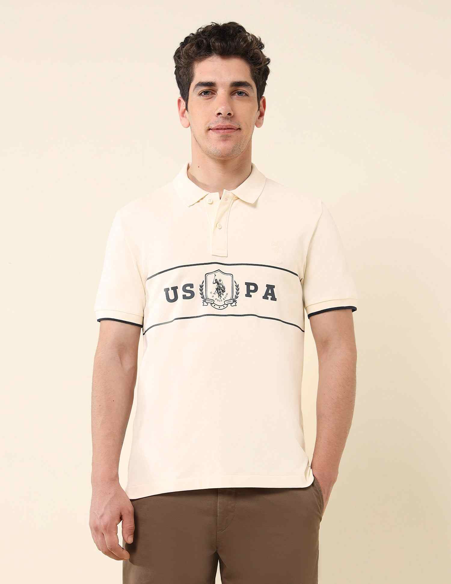 U.S.POLO MENS T-SHIRT H/S USTSH2530 BEIGE