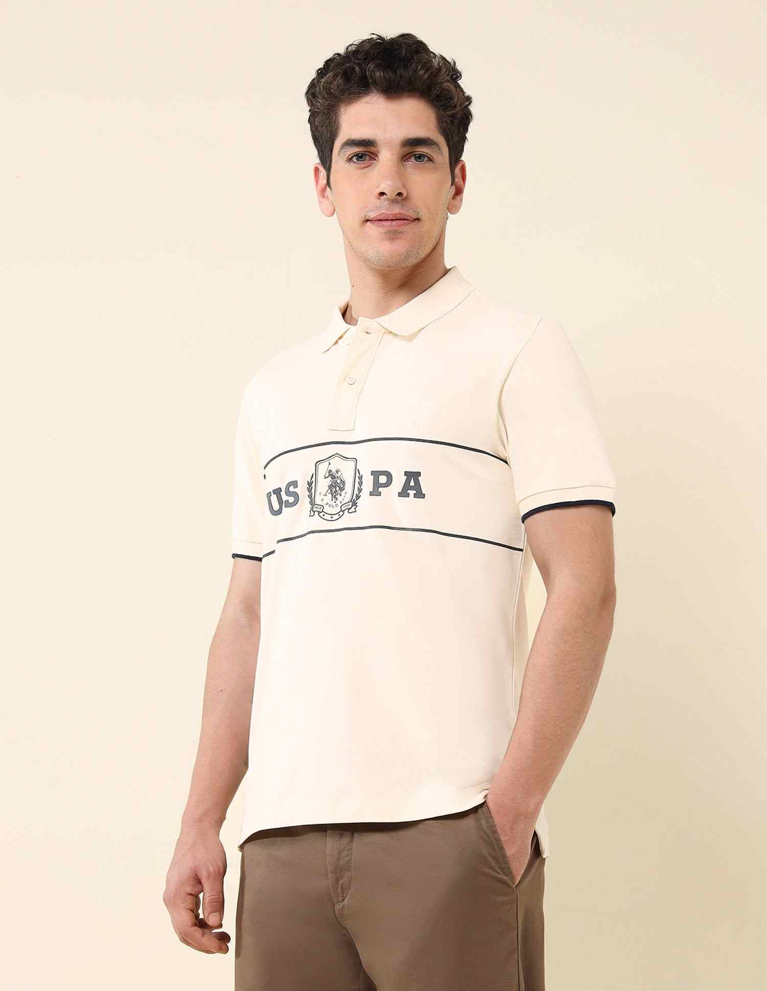 U.S.POLO MENS T-SHIRT H/S USTSH2530 BEIGE