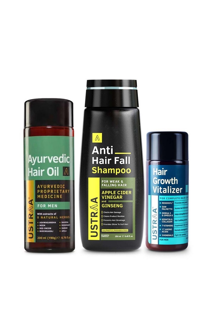 Ustraa | Ustraa Hair growth Vitalizer 100 ml, Anti Hair Fall Shampoo 250 ml & Ayurvedic Hair Oil 200 ml  0