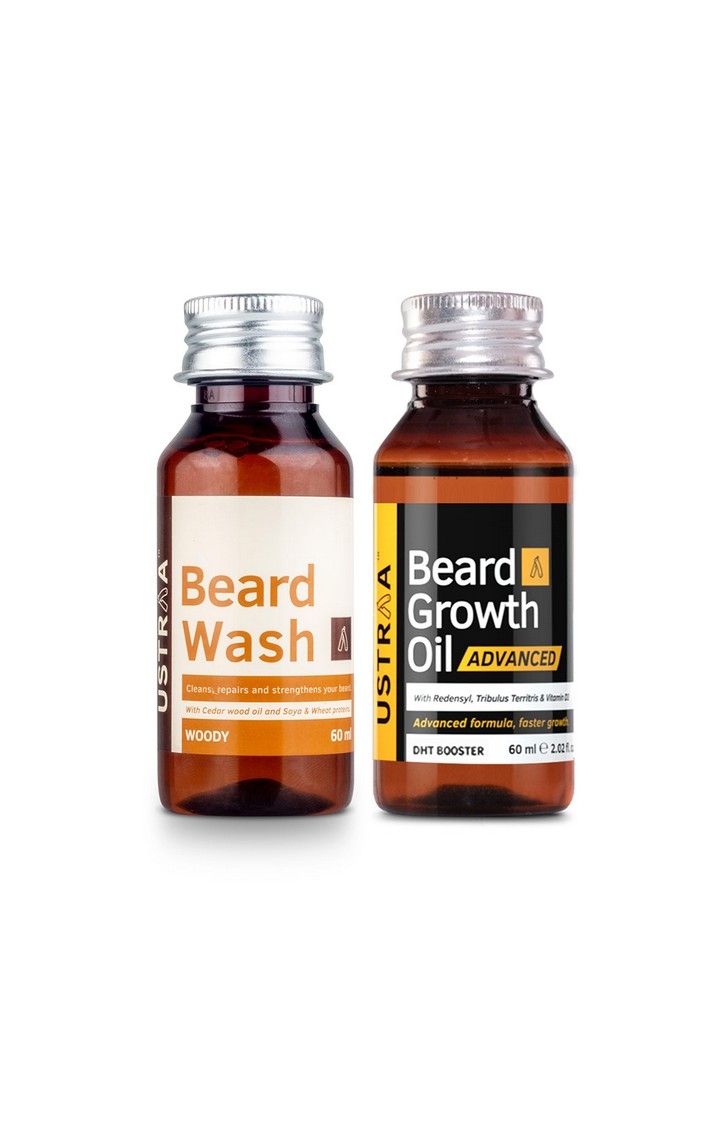Ustraa | Ustraa Beard growth Oil Advanced - 60ml And Beard Wash Woody - 60ml 0