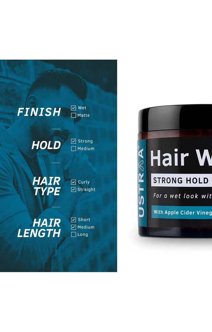 Ustraa Beard growth Oil Advance 60 ml & Hair Wax Wet Look 100 g