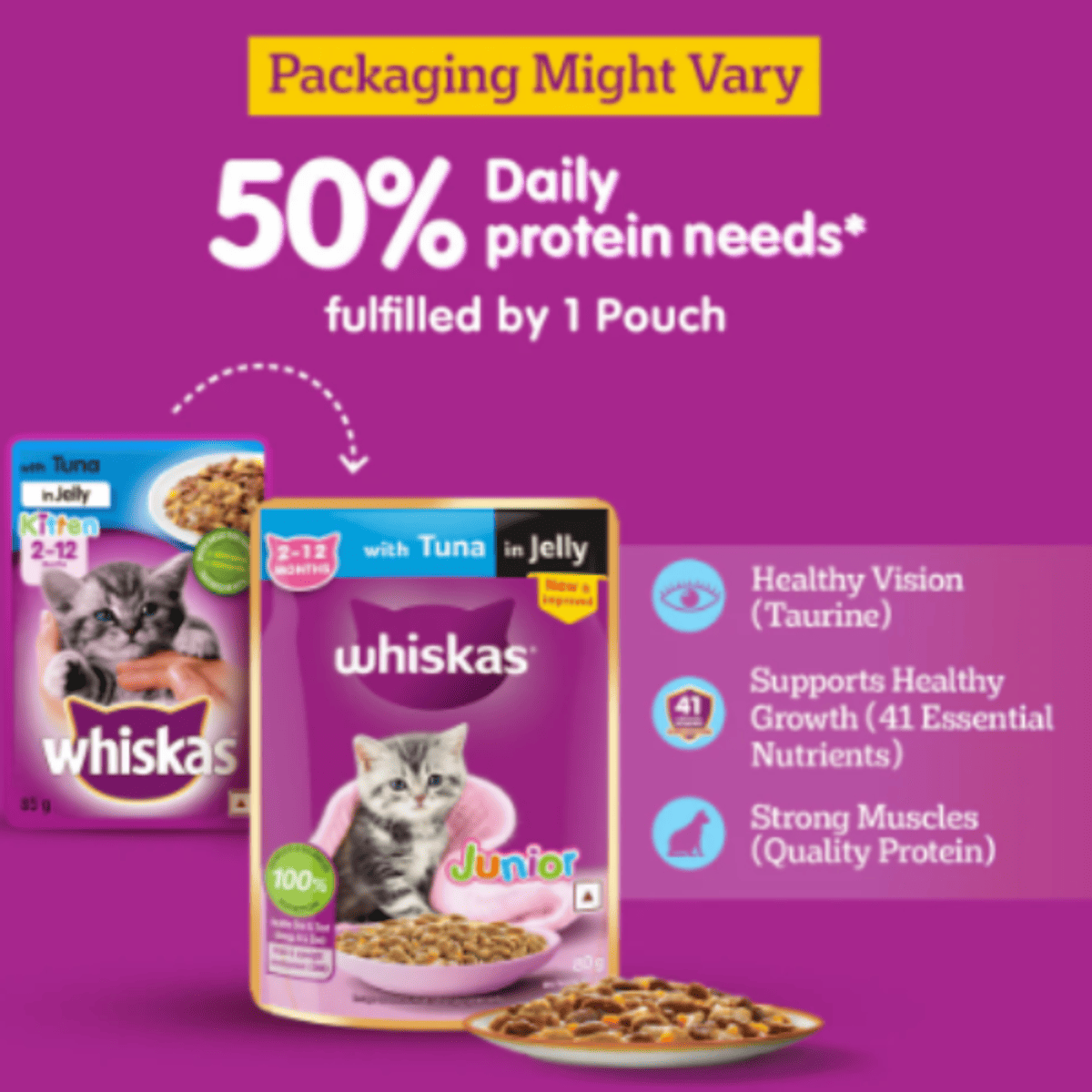 Whiskas Tuna in Jelly Wet Kitten (2-12 months) Food, 80g