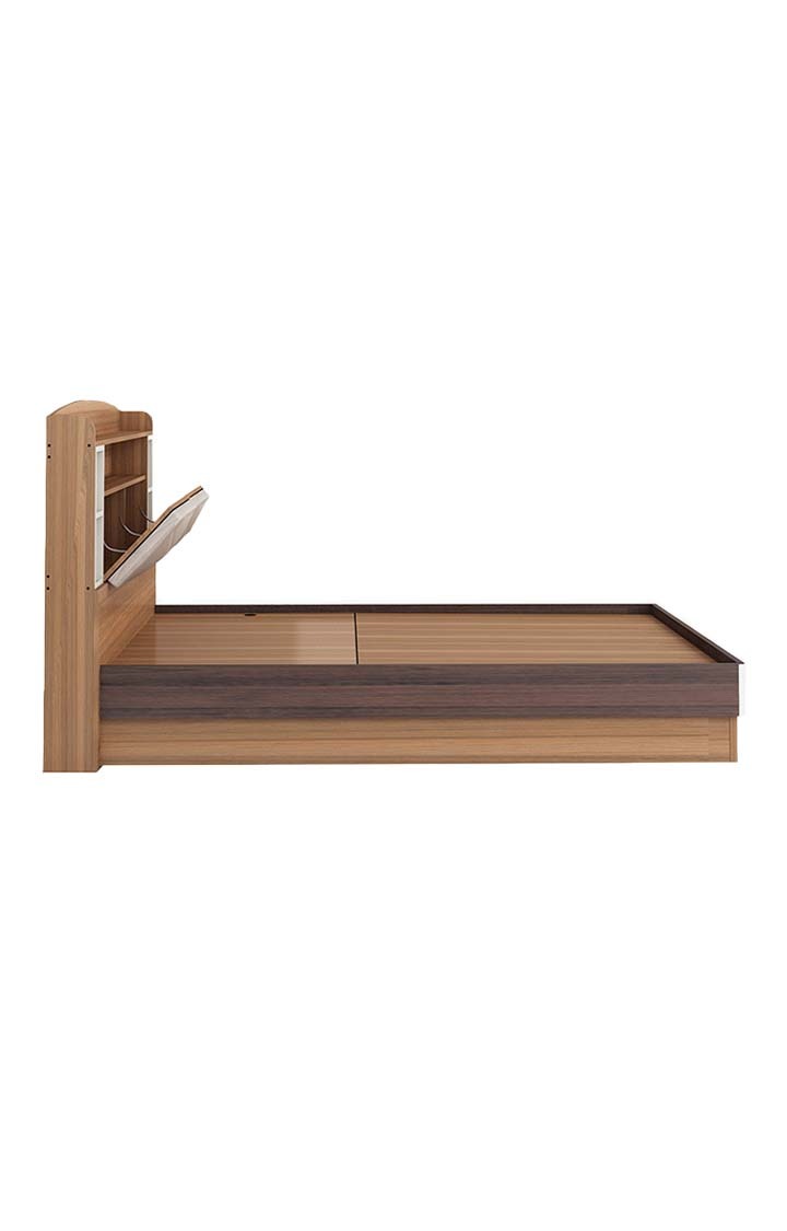 neudot Pico Queen Engineered Wood Queen Hydraulic Bed  (Finish Color - TEAK, Delivery Condition - Knock Down)