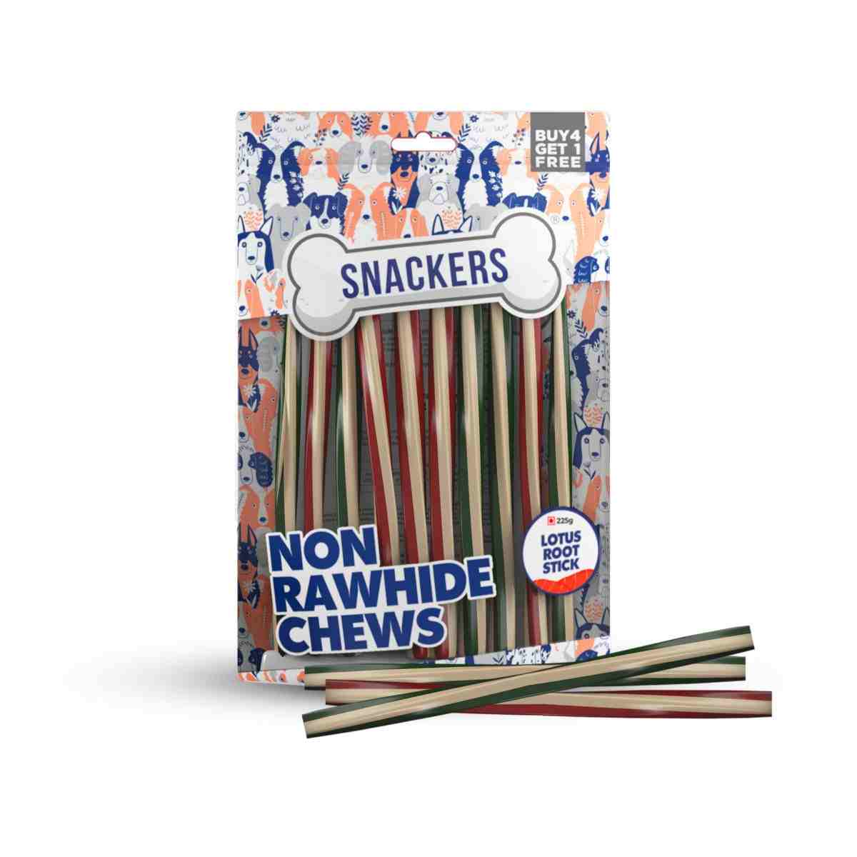 Snackers Non Rawhide Chews Lotus Root Stick for Dogs, 225 g