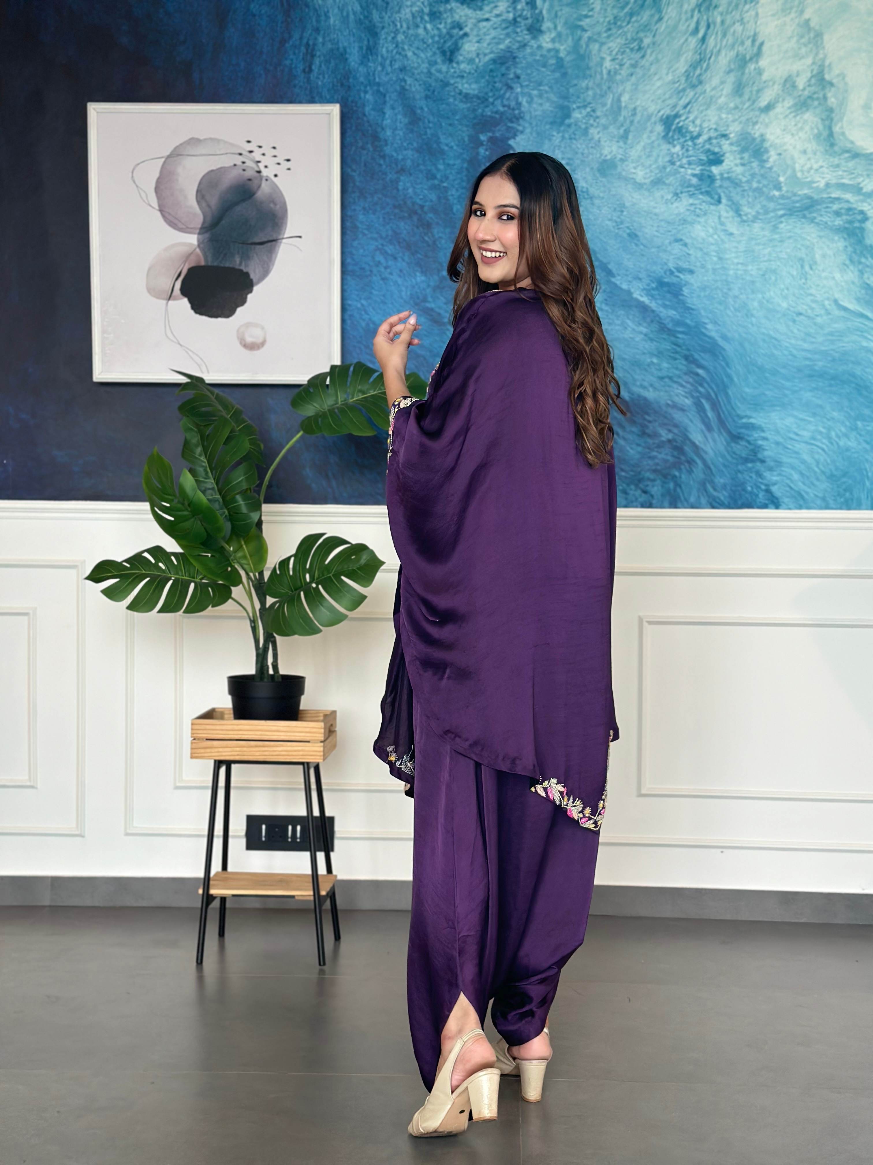 Violet Dhoti Style Layered Jumpsuit