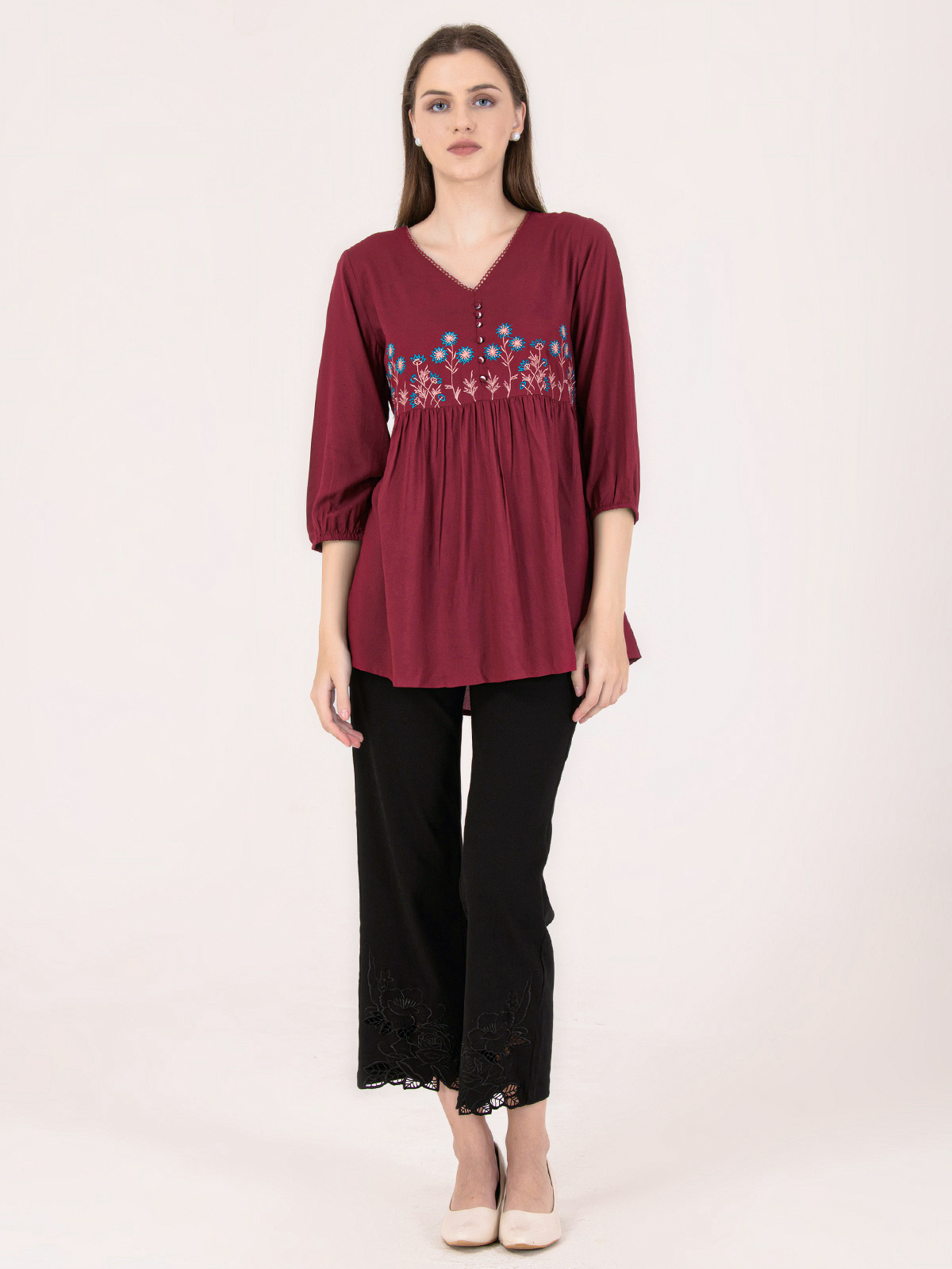 Albion Women Mehroon Smart Top
