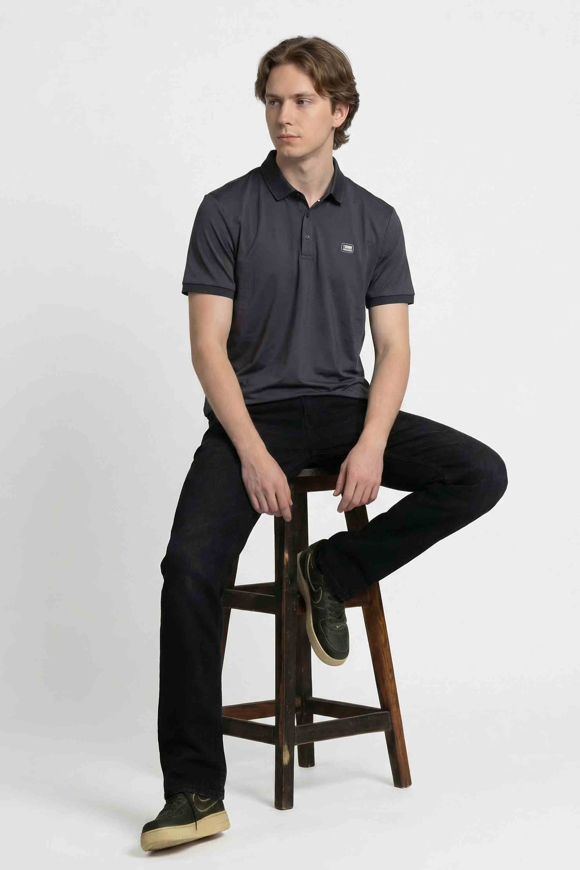 ALBION  MENS CASUAL BLACK PLAIN TSHIRT