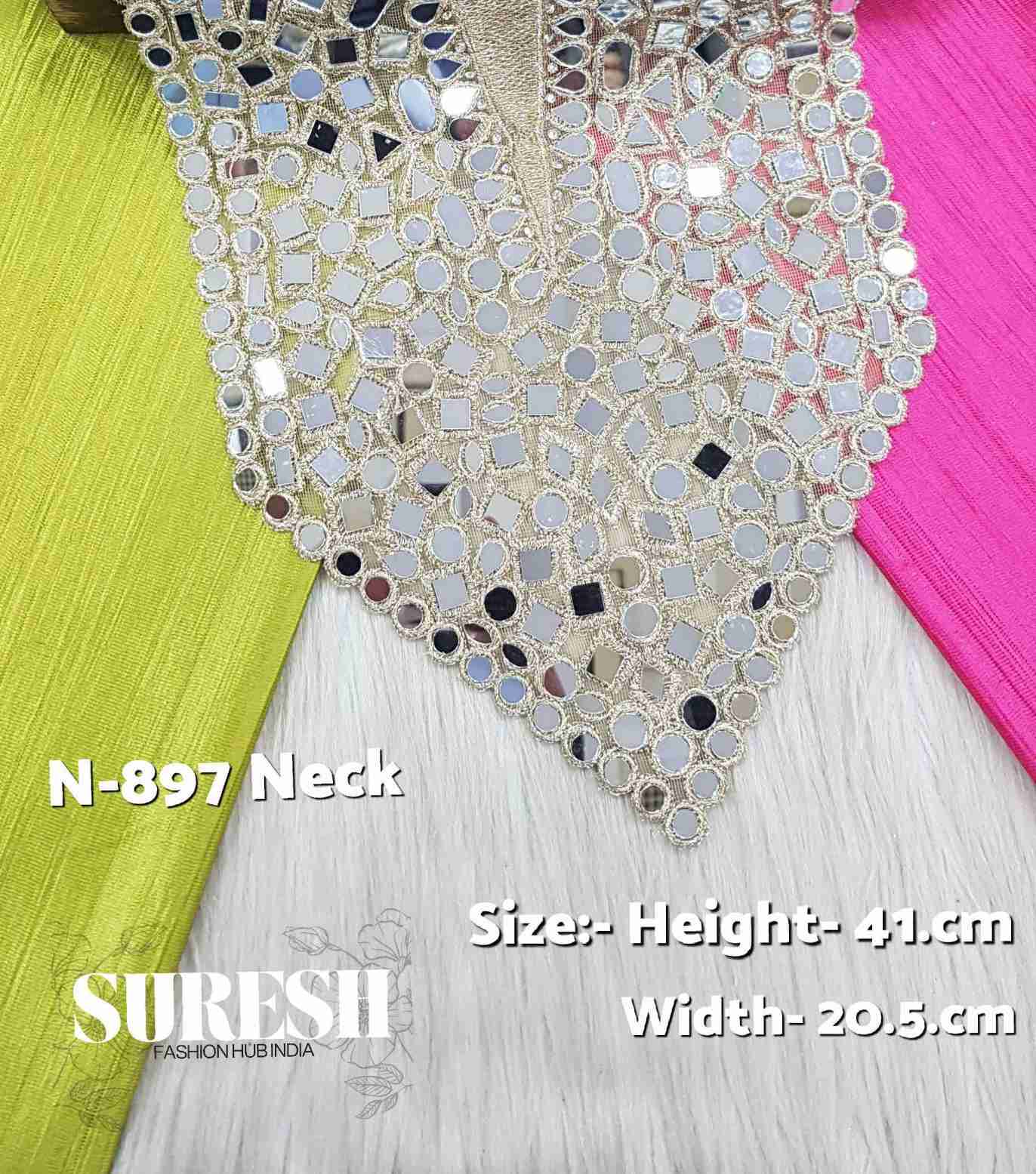 Pearl Geometric Floral Mirror Embroidered Neck-N-897