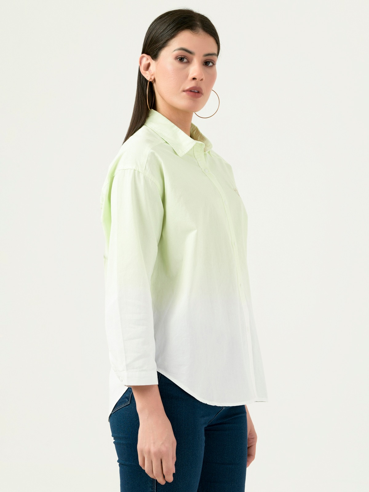 Albion Women Smart Premium Green Casual Shirt