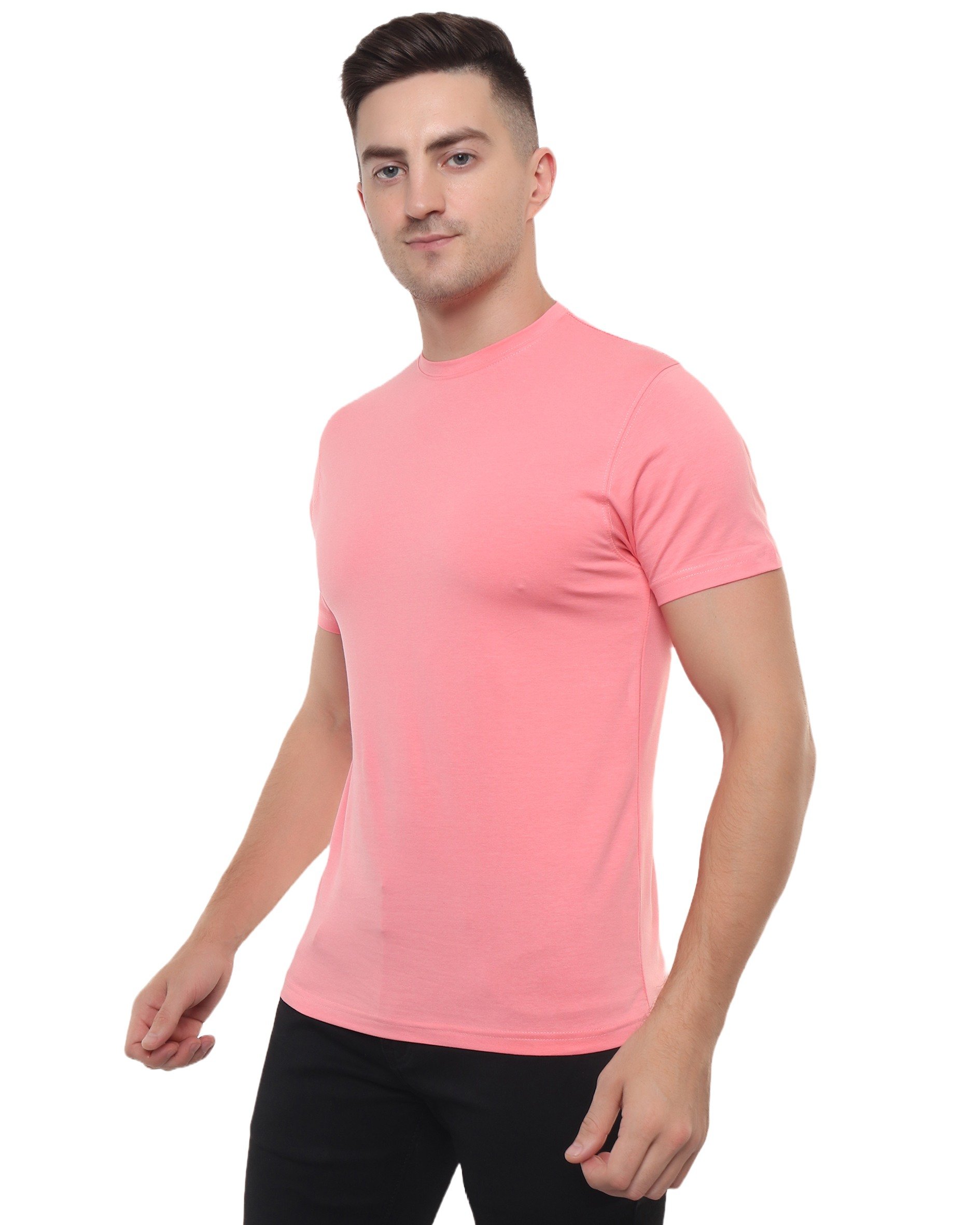 Peach Color Cotton Lycra T Shirt