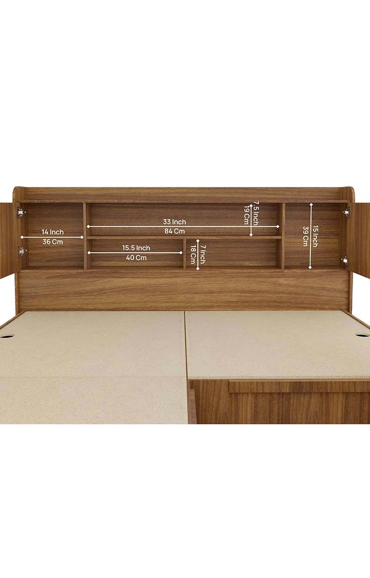 NEUDOT Paris Queen Engineered Wood Queen Box Bed - Leon Teak