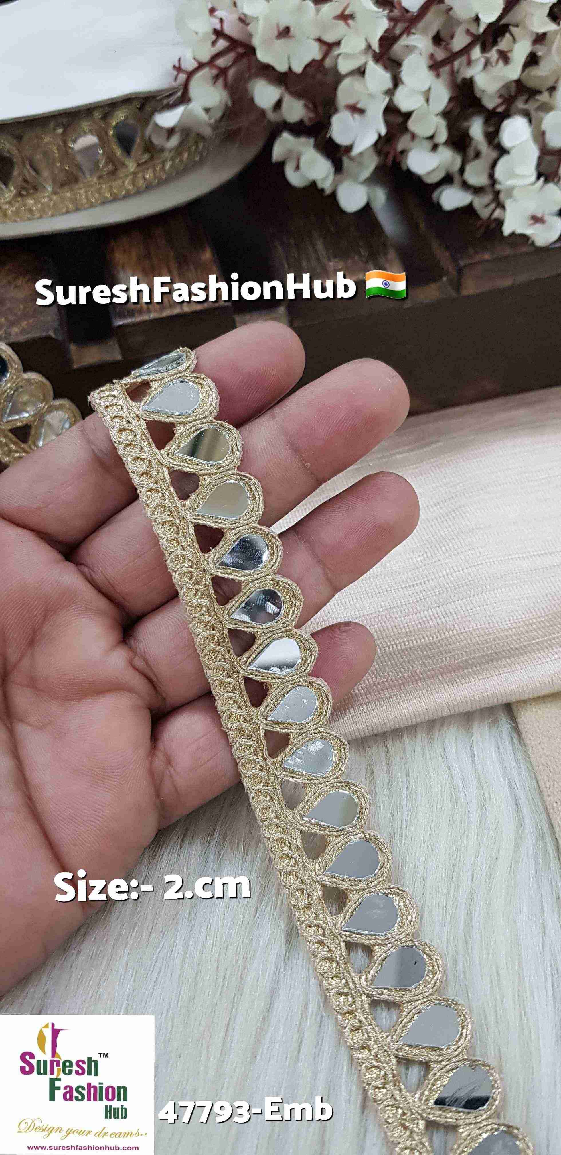 Pearl Gold Drop Mirror Cutwork Lace