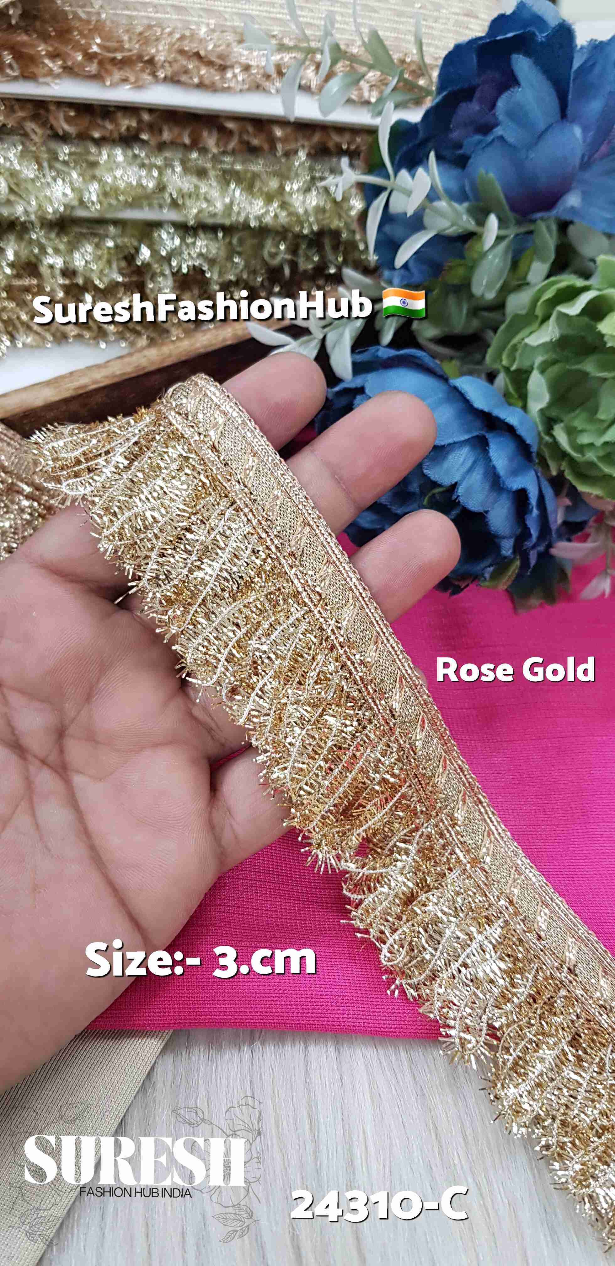 Feather-Inspired Jhalar Lace Rose Gold