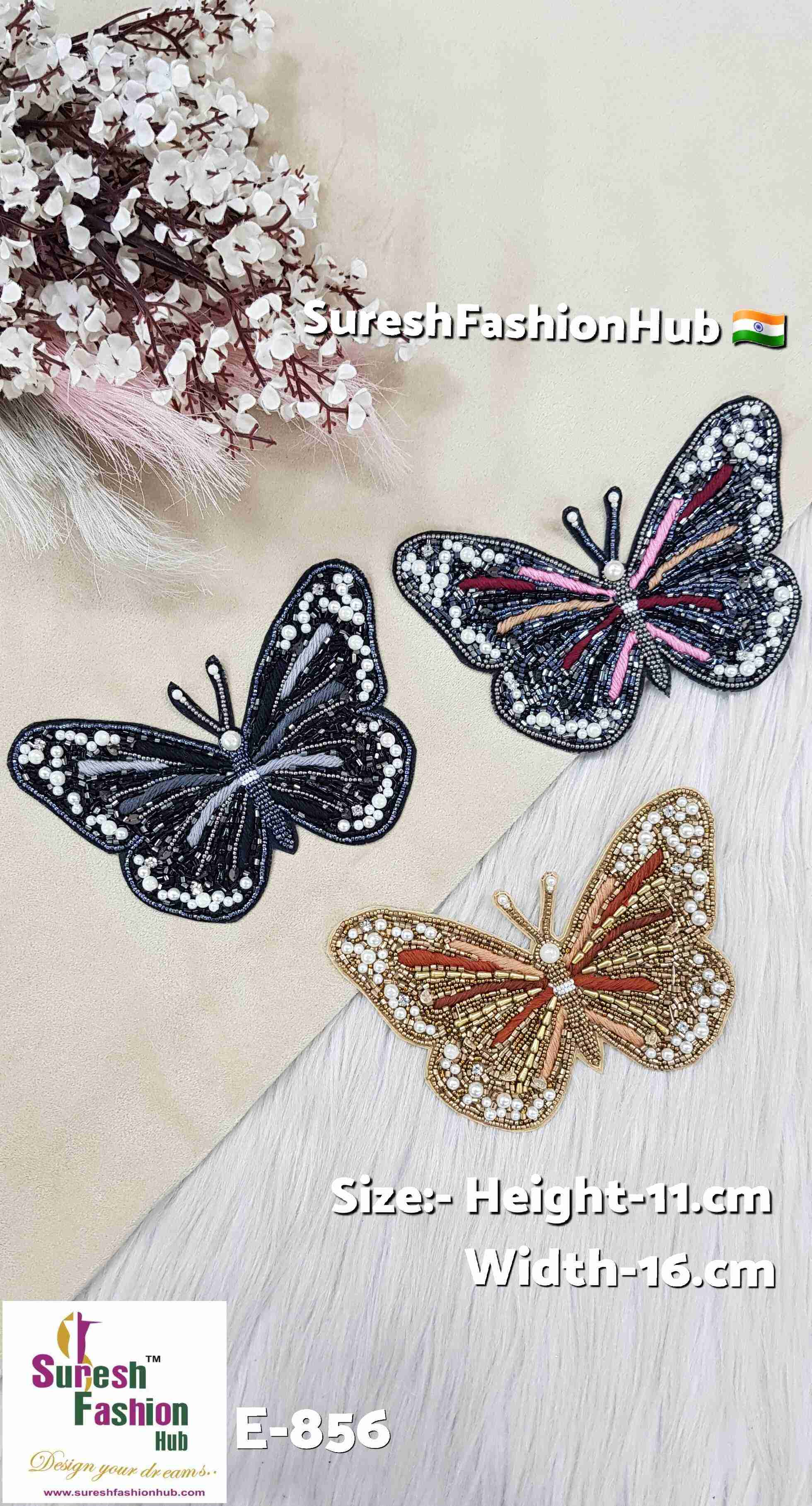 Handmade Black & Multi-Color Butterfly Design