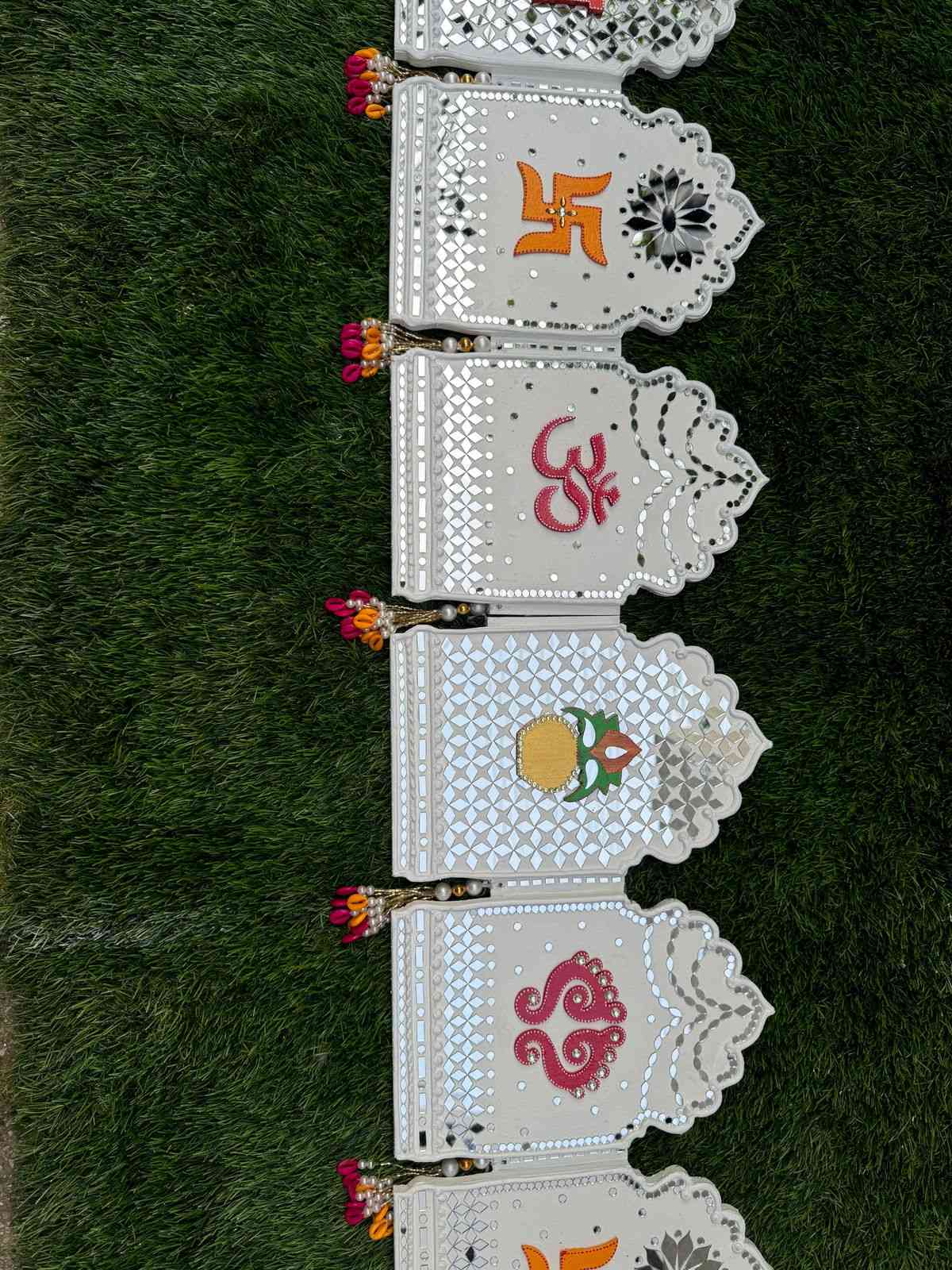 Dot Mandala, Handpainted with Mirror work & lipen art Wooden MDF base torans