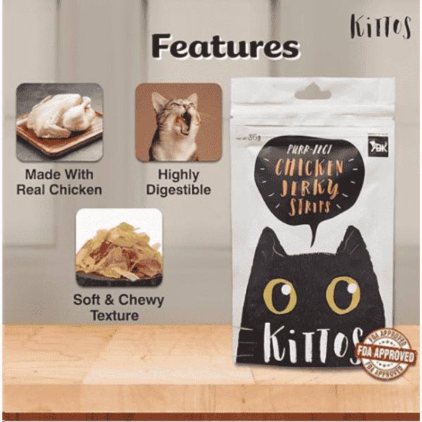 Kittos Chicken Jerky Strips Cat Treat - 35g