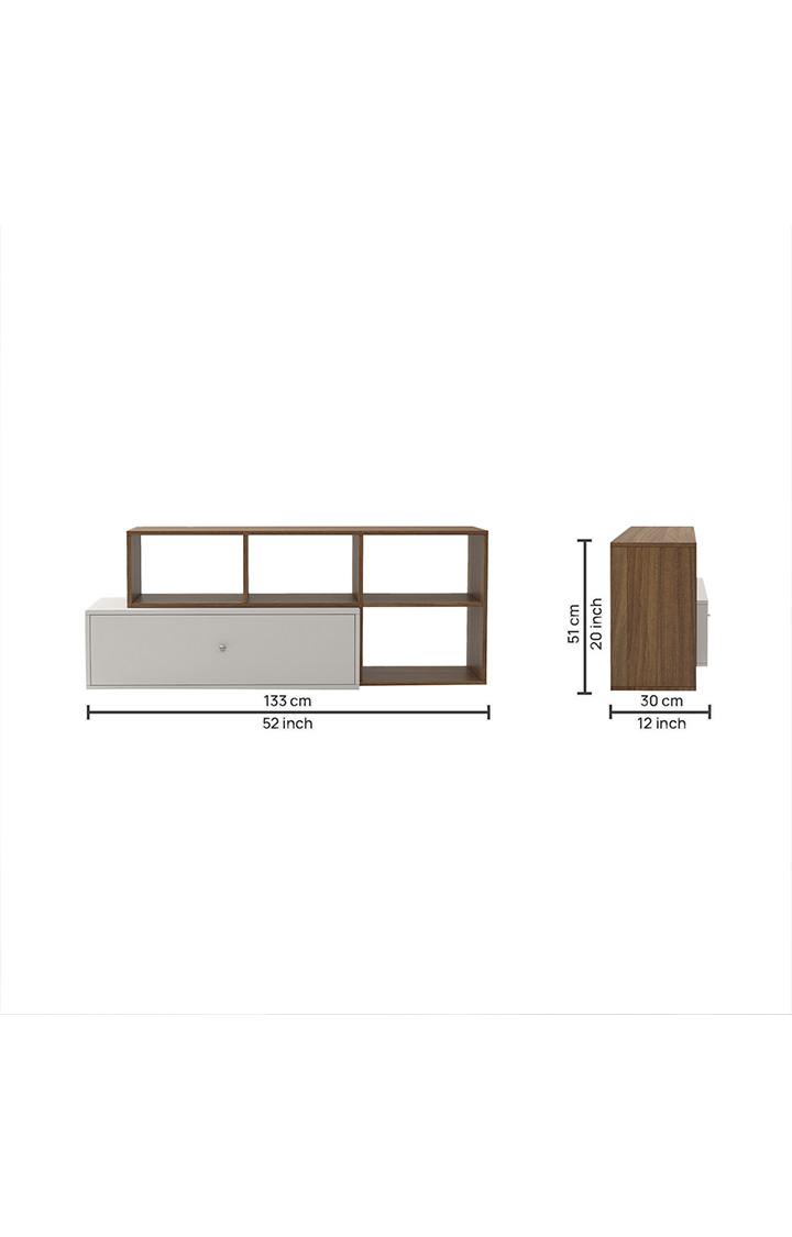 neudot Engineered Wood Hacker TV Unit | TV Stand for Living Room | Home Entertainment Unit | TV Console for Bedroom - Leon Teak, 1 Year Warranty