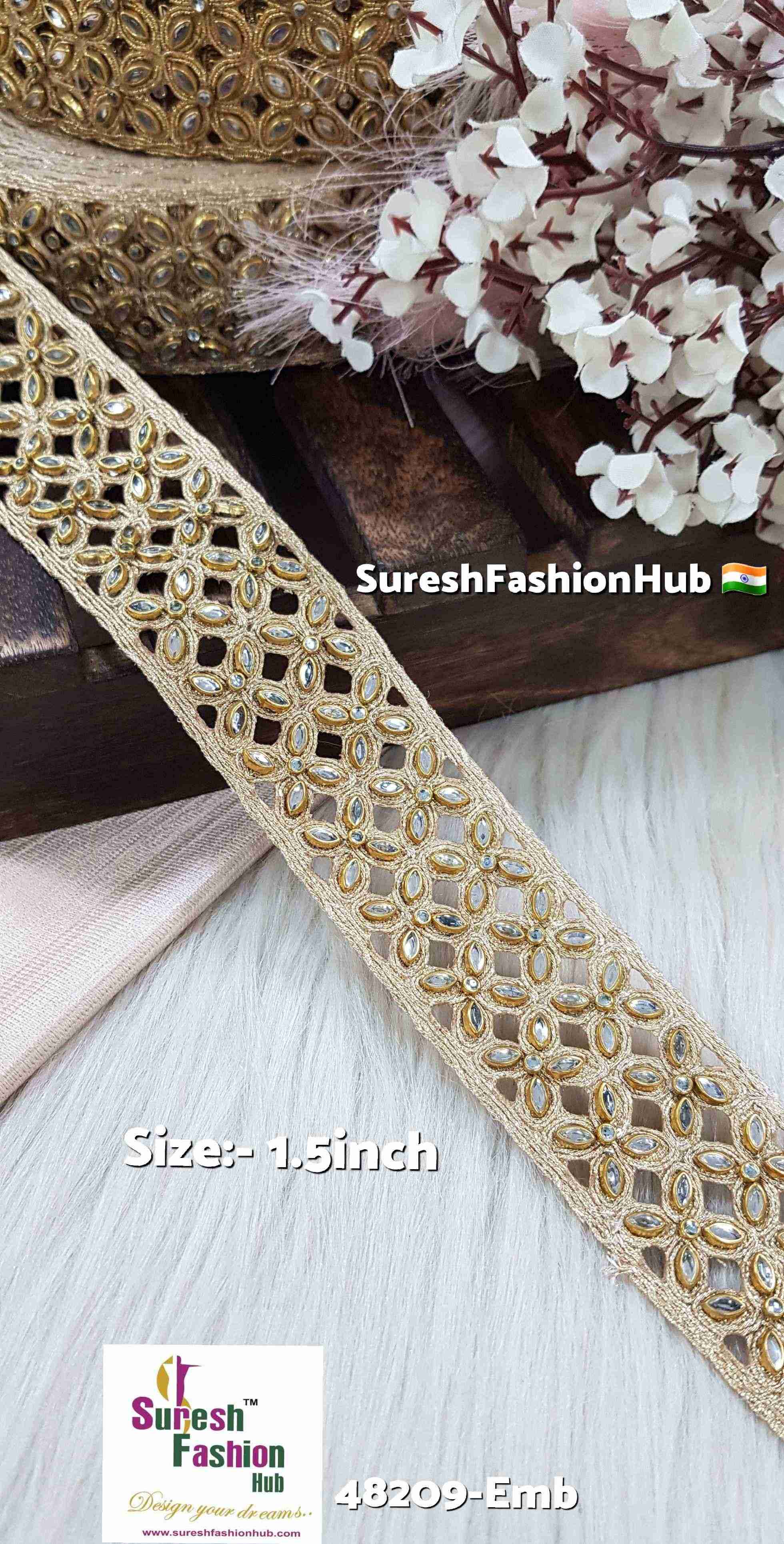 Gold Kundan Highlight Cutwork Border