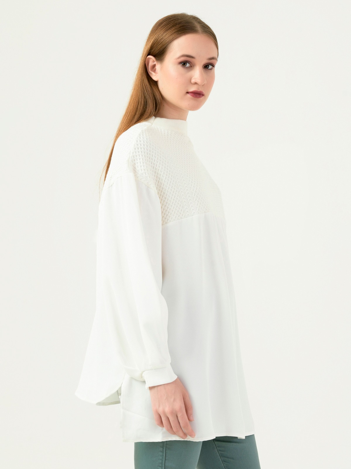 Albion Women Smart Premium White Blouson Top