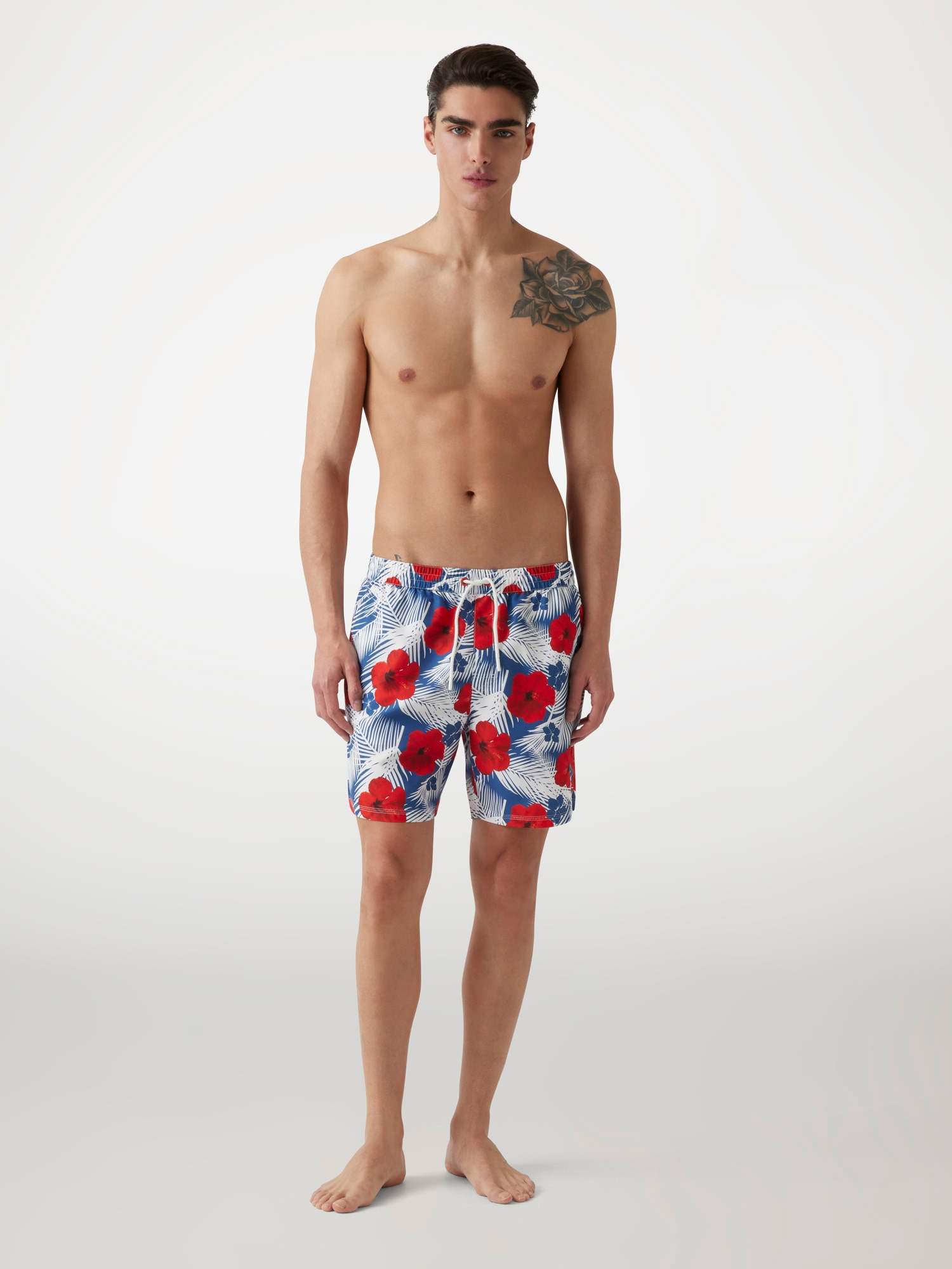 Guess Blue Polyester Printed Men Short