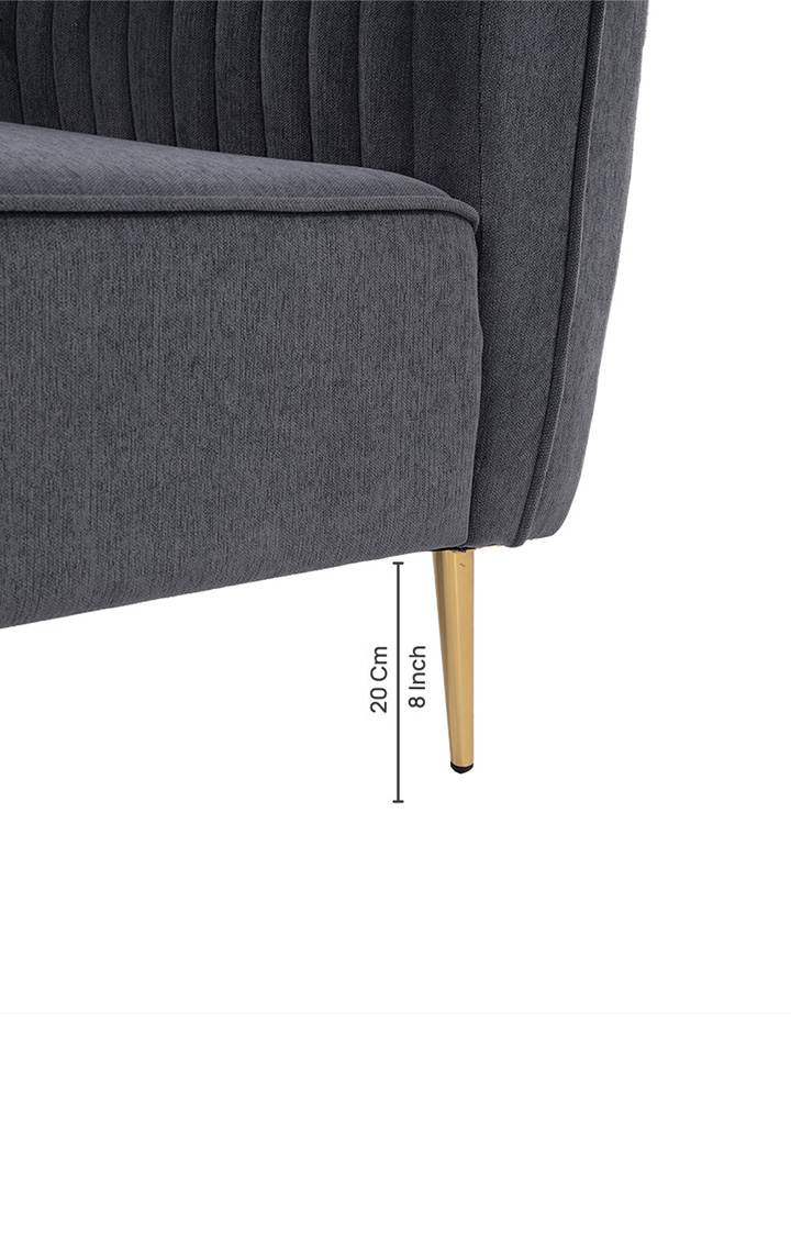 neudot Diva RHS Sofa Chaise Lounger with Golden Legs for Living Room|Bedroom|2 Person Sofa|Diwan|Premium Fabric | Solid Wood Frame|2 Seater (Colour : Graphite Grey (DIY))