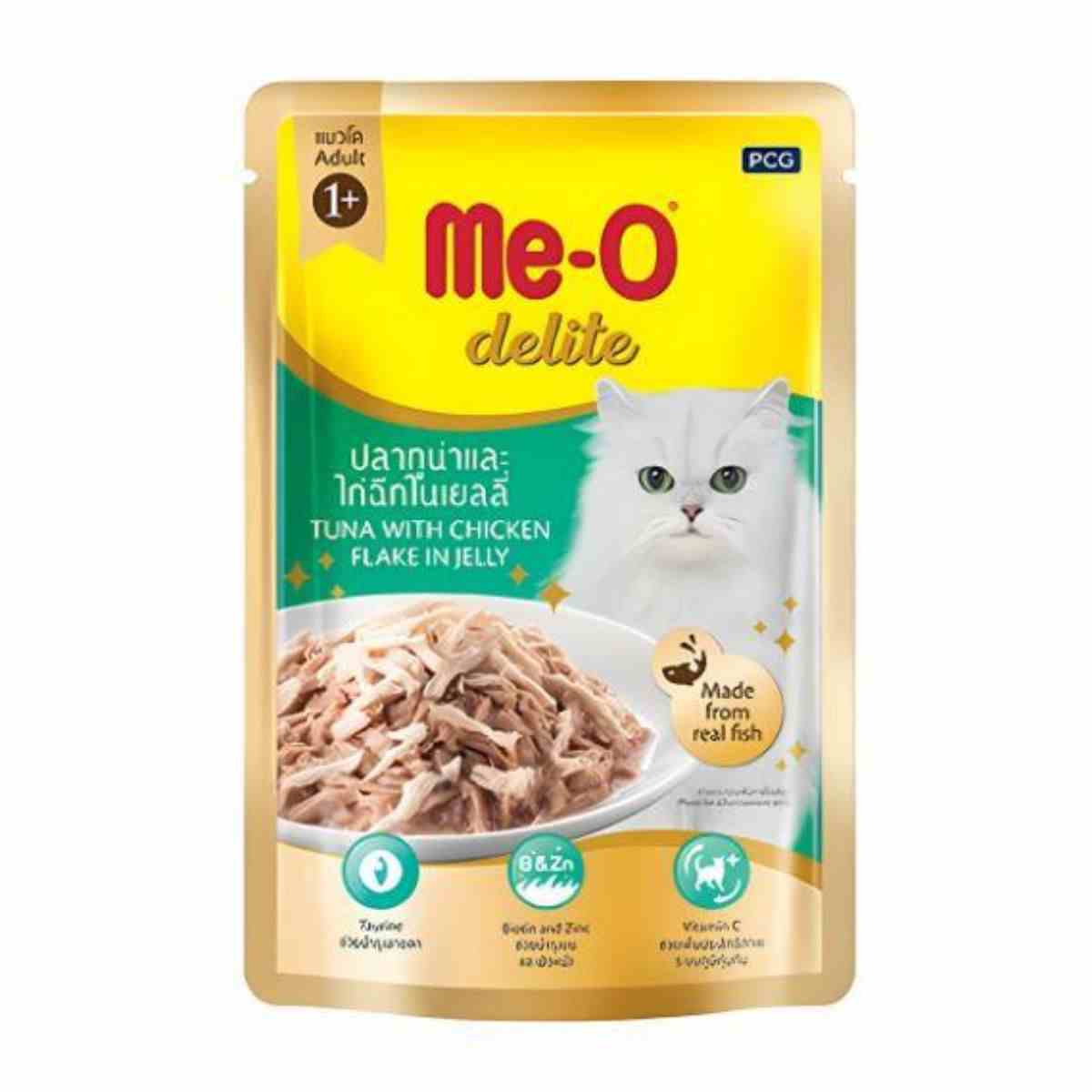 Me O Pouch Delite Tuna Chicken Flake Jelly Wet Cat Food, 70g