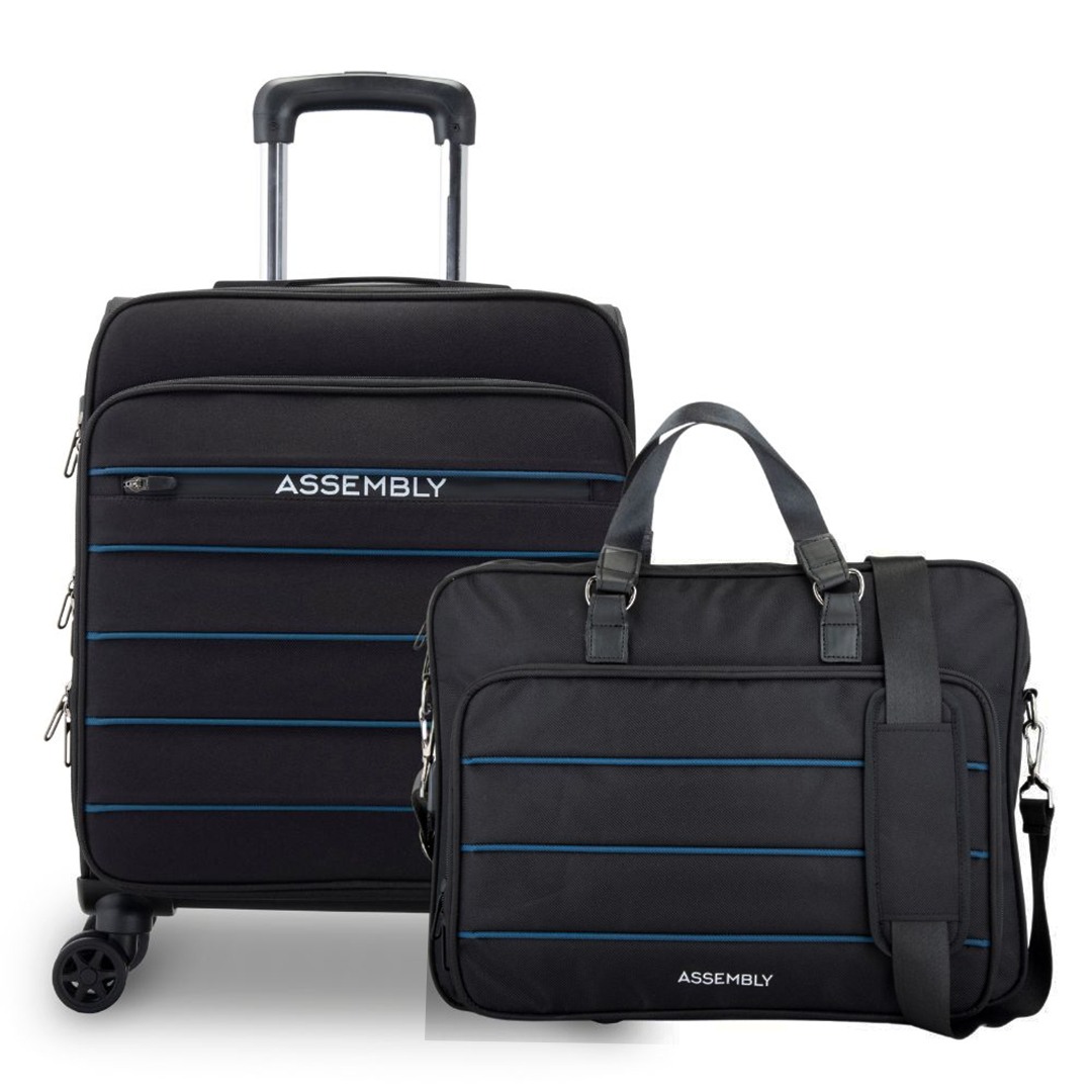 Cabin Luggage Trolley Bag with Laptop Bag Combo USB Charging Grey