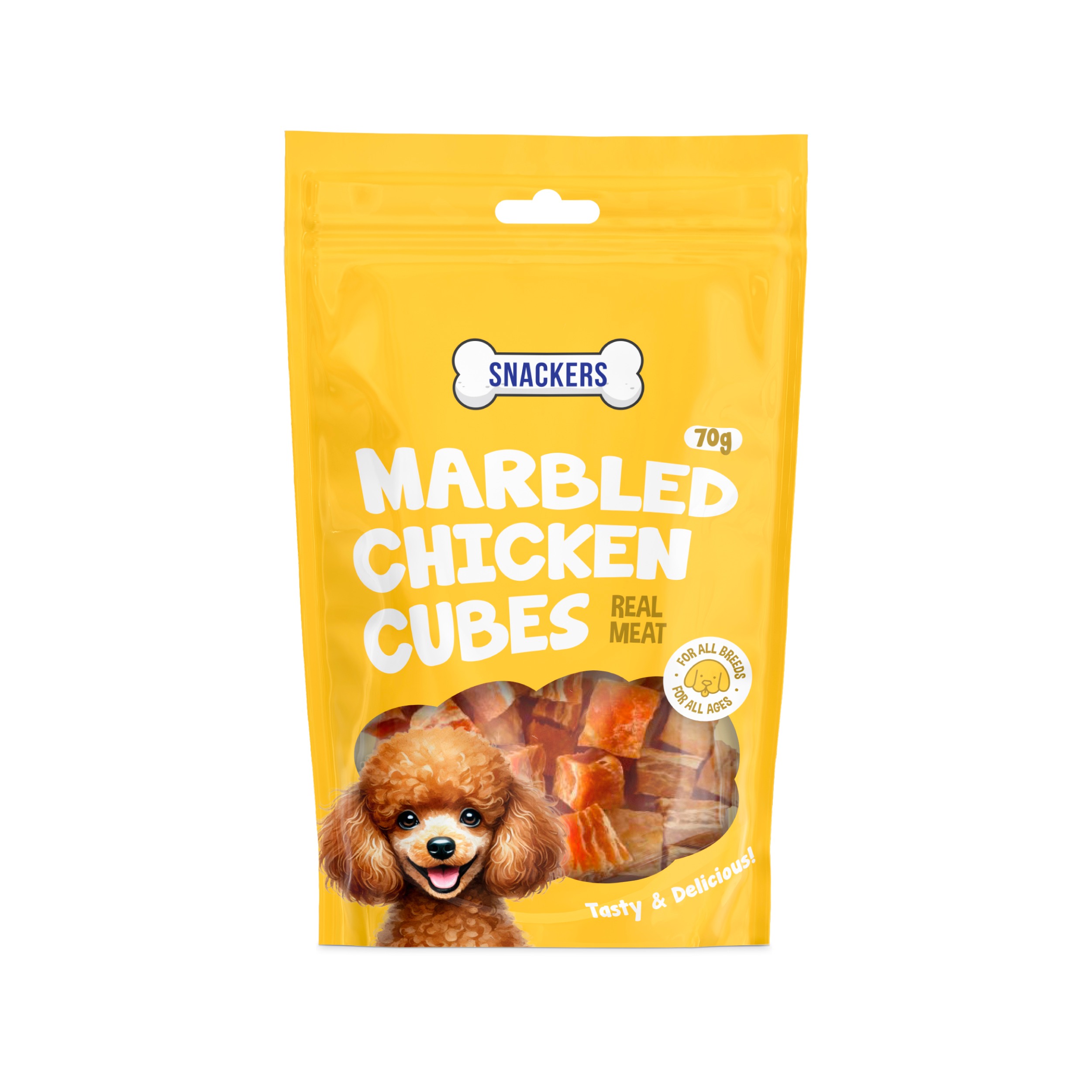 Snackers Marbled Chicken Cubes Dog Treats 70g CL