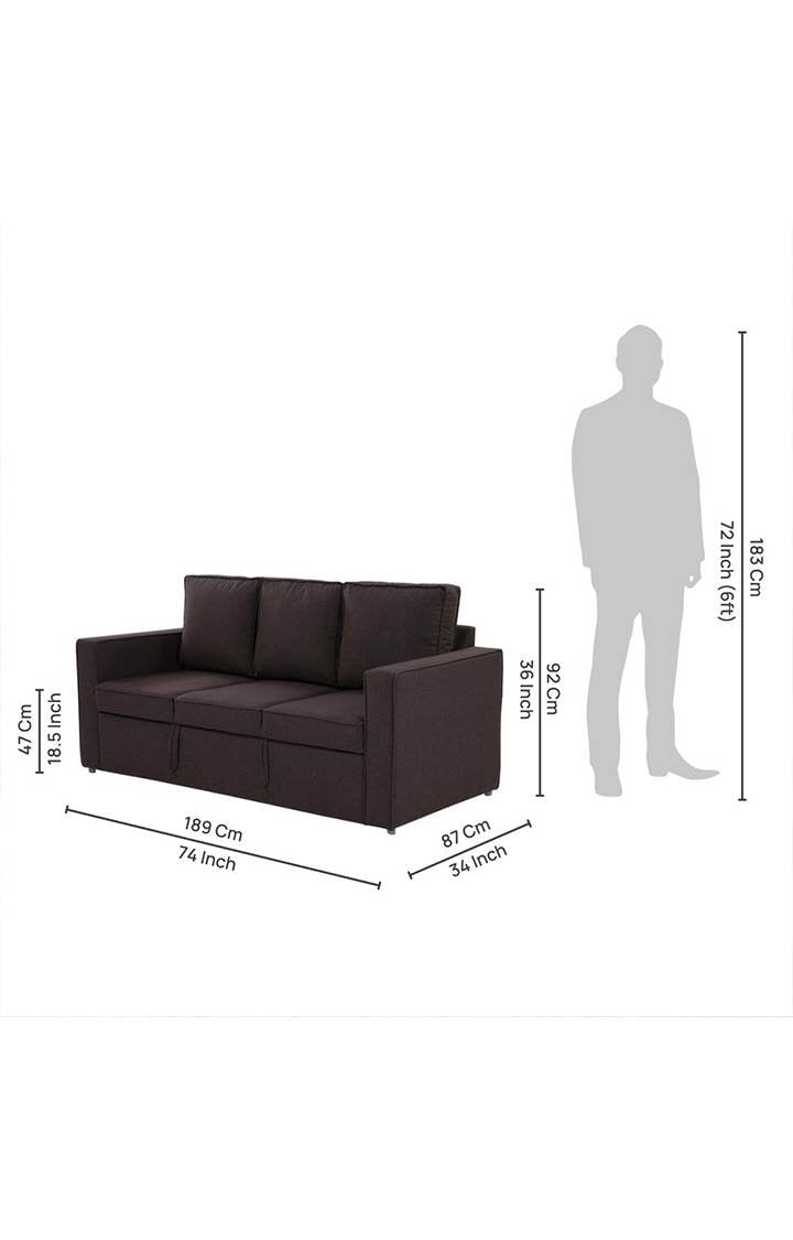 neudot Saya Dual Color Storage Sofa for Living Room |3 Persons Sofa|Premium Fabric with Cushioned Armrest | Solid Wood Frame|3 Seater in Saya Earth Brown Color