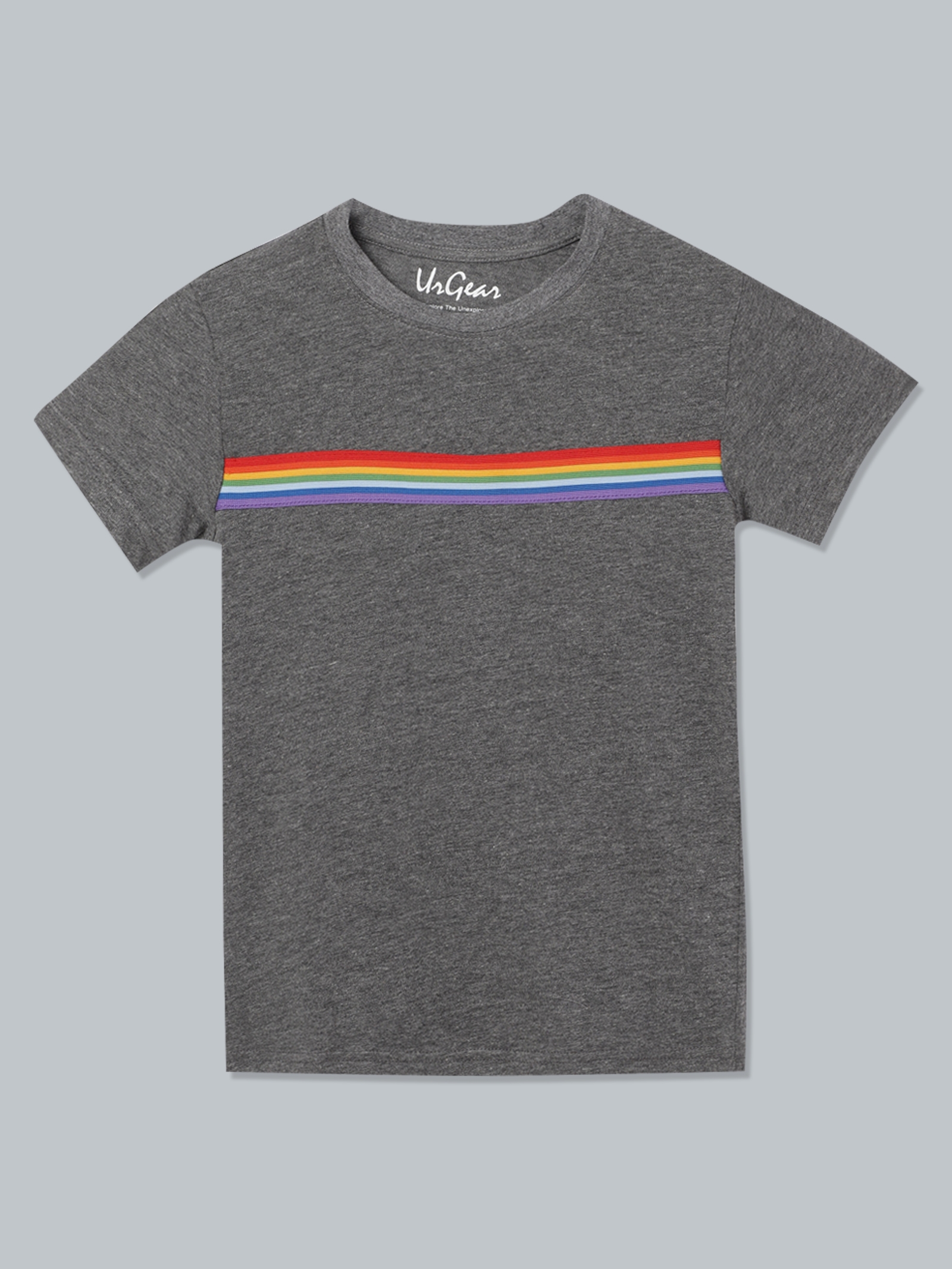 UrGear | UrGear Kids Grey Broad Striped Trendy Cotton T-Shirt 0